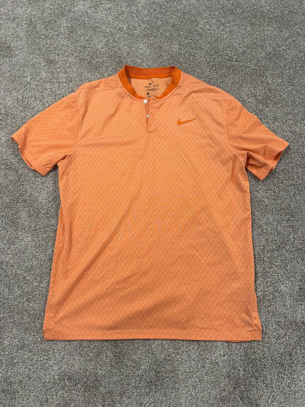 Nike Men's Orange Short-Sleeve Dri-Fit Henley Polo